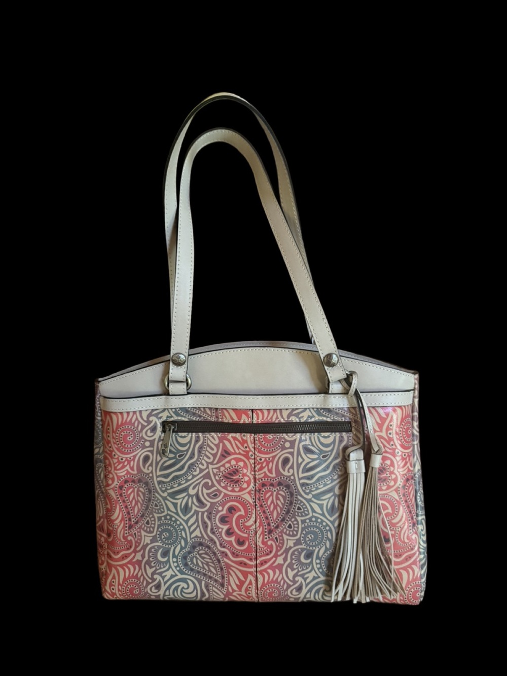 Patricia Nash Leather Pink & Blue Paisley Greek Ombré Tote Bag NWOT